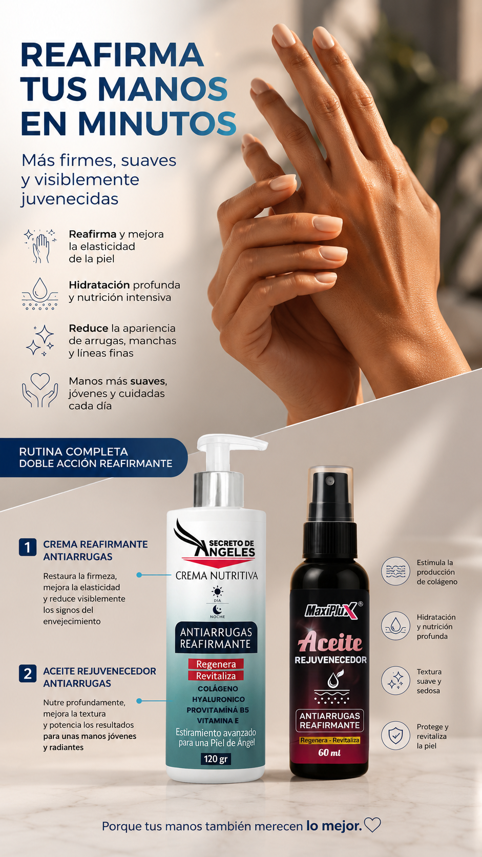 Crema Reafirmante ANGELES para manos + 1 SERUM GRATIS - !!SOLO HOY!!