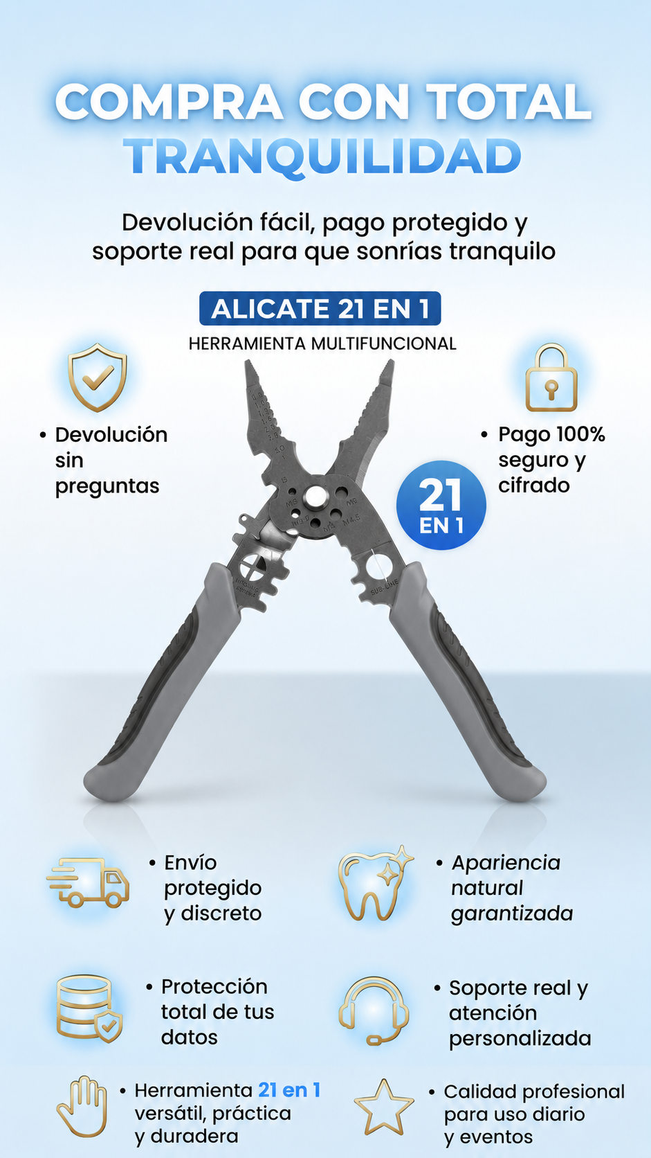 Alicate !21 FUNCIONES ADICIONALES!- !OFERTA VALIDA SOLO POR HOY! 2X1