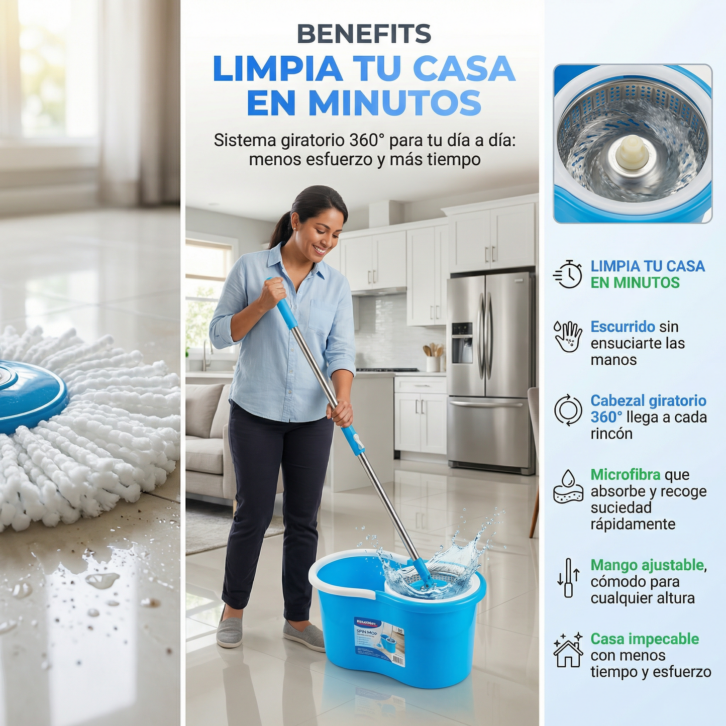 Trapero Giratorio 360° - !SUPER OFERTA ESPECIAL SOLO POR HOY! + 3 MOPAS GRATIS!